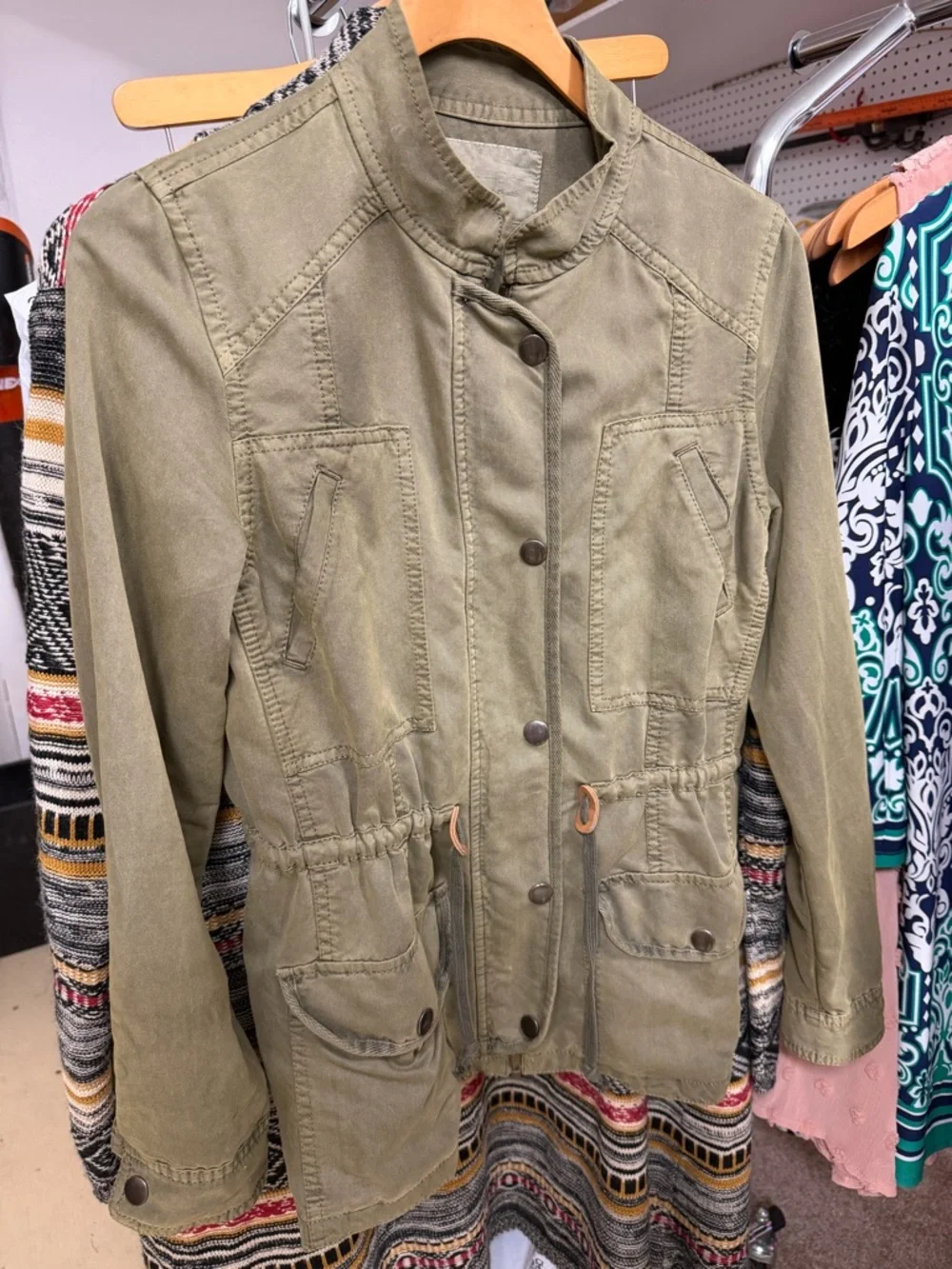 hinge Olive Utility Drawstring Jacket - Picture 3 of 10